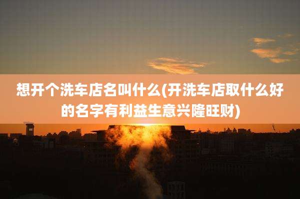 想开个洗车店名叫什么(开洗车店取什么好的名字有利益生意兴隆旺财)