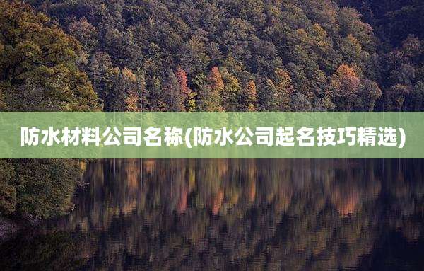 防水材料公司名称(防水公司起名技巧精选)