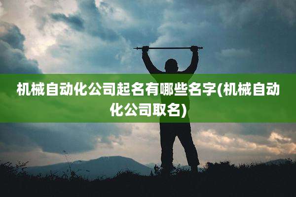 机械自动化公司起名有哪些名字(机械自动化公司取名)