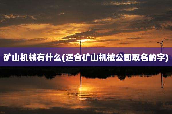矿山机械有什么(适合矿山机械公司取名的字)