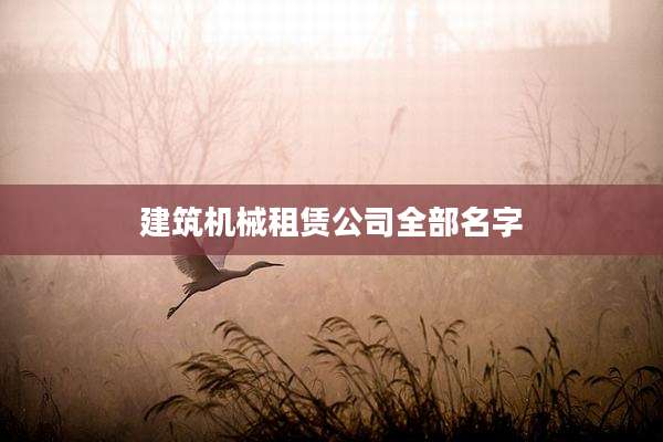 建筑机械租赁公司全部名字