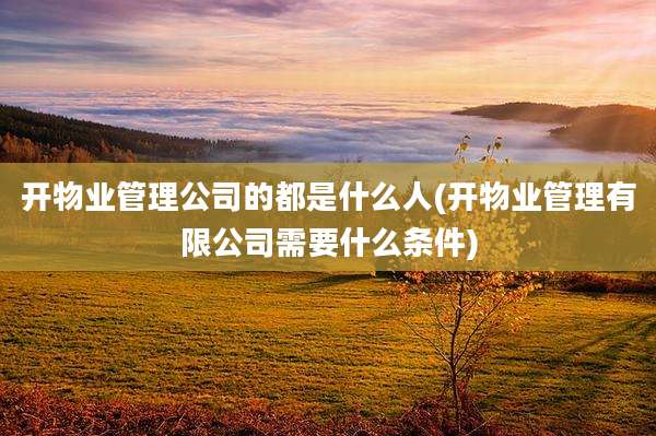 开物业管理公司的都是什么人(开物业管理有限公司需要什么条件)