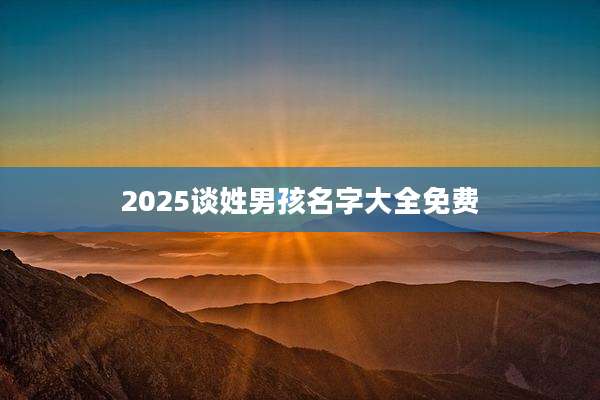 2025谈姓男孩名字大全免费