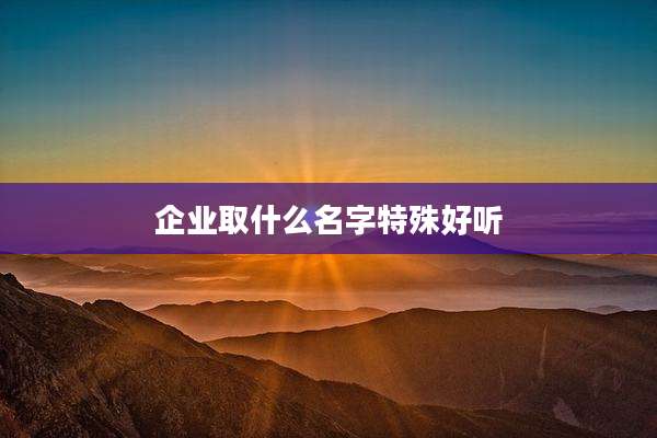 企业取什么名字特殊好听