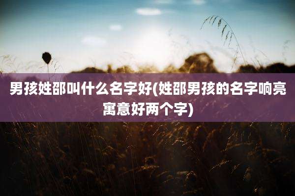 男孩姓邵叫什么名字好(姓邵男孩的名字响亮寓意好两个字)