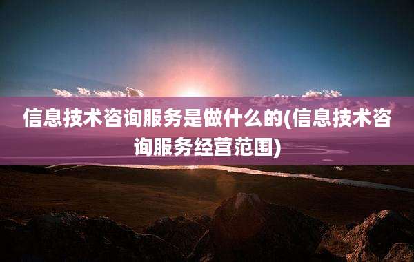 信息技术咨询服务是做什么的(信息技术咨询服务经营范围)