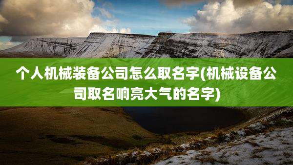 个人机械装备公司怎么取名字(机械设备公司取名响亮大气的名字)
