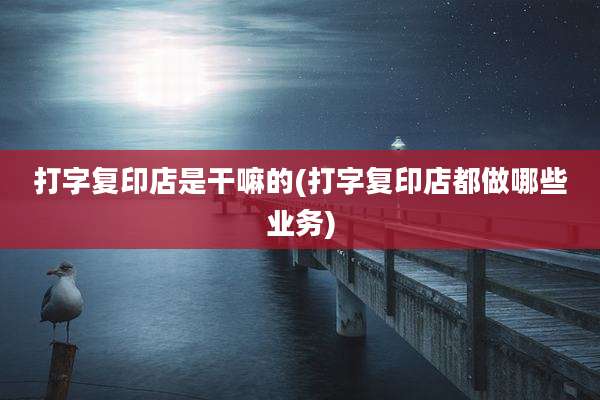打字复印店是干嘛的(打字复印店都做哪些业务)