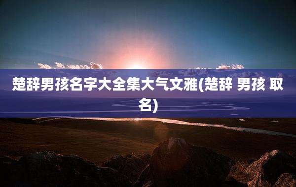 楚辞男孩名字大全集大气文雅(楚辞 男孩 取名)