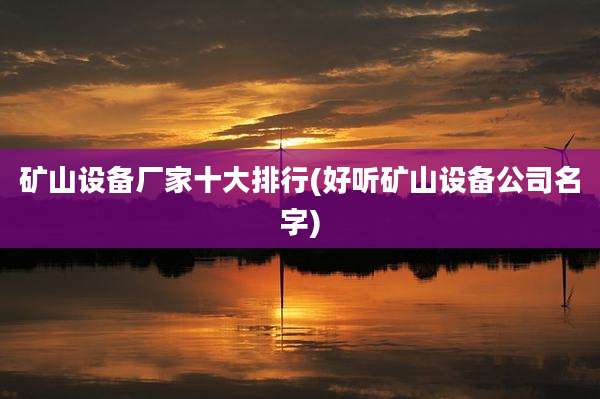 矿山设备厂家十大排行(好听矿山设备公司名字)