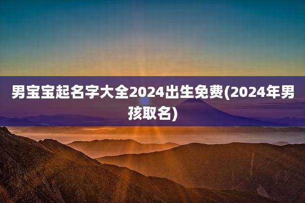 男宝宝起名字大全2024出生免费(2024年男孩取名)