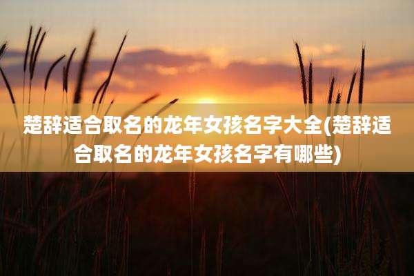 楚辞适合取名的龙年女孩名字大全(楚辞适合取名的龙年女孩名字有哪些)