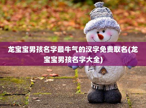 龙宝宝男孩名字最牛气的汉字免费取名(龙宝宝男孩名字大全)