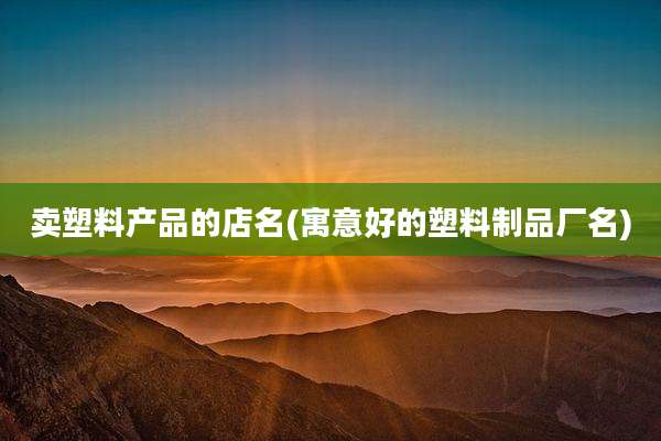 卖塑料产品的店名(寓意好的塑料制品厂名)