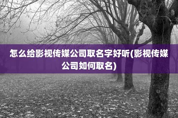 怎么给影视传媒公司取名字好听(影视传媒公司如何取名)
