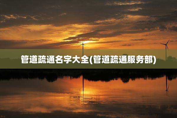管道疏通名字大全(管道疏通服务部)