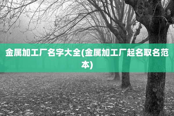 金属加工厂名字大全(金属加工厂起名取名范本)