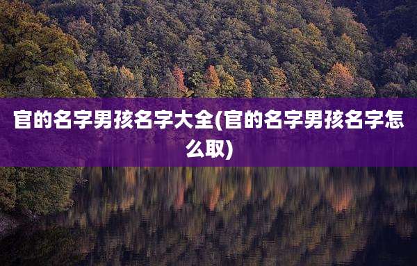 官的名字男孩名字大全(官的名字男孩名字怎么取)