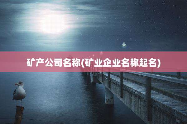 矿产公司名称(矿业企业名称起名)