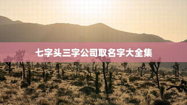 七字头三字公司取名字大全集