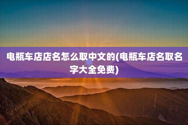 电瓶车店店名怎么取中文的(电瓶车店名取名字大全免费)