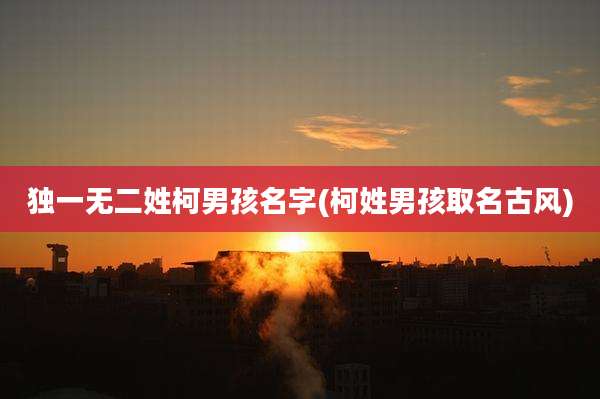 独一无二姓柯男孩名字(柯姓男孩取名古风)