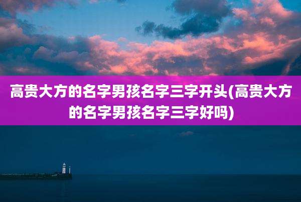 高贵大方的名字男孩名字三字开头(高贵大方的名字男孩名字三字好吗)