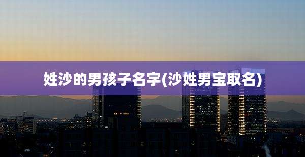 姓沙的男孩子名字(沙姓男宝取名)