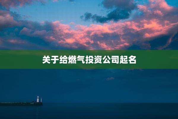 关于给燃气投资公司起名