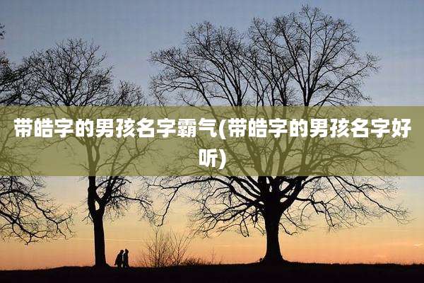 带皓字的男孩名字霸气(带皓字的男孩名字好听)