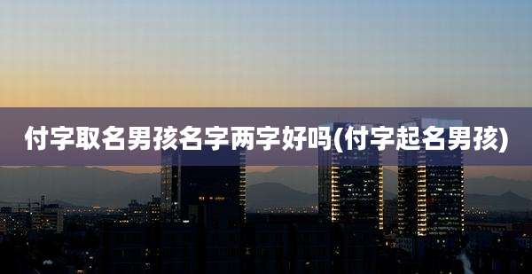 付字取名男孩名字两字好吗(付字起名男孩)