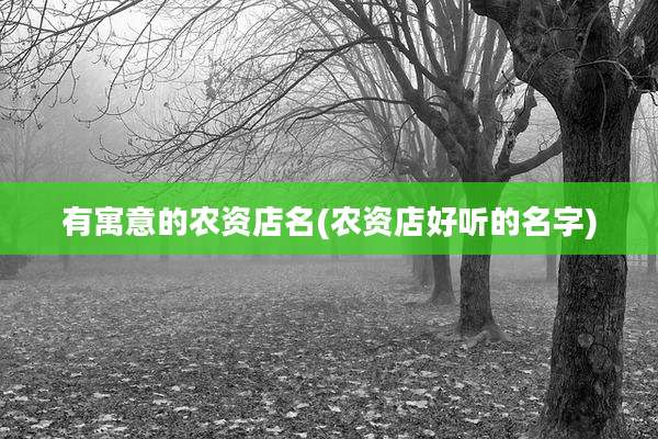 有寓意的农资店名(农资店好听的名字)