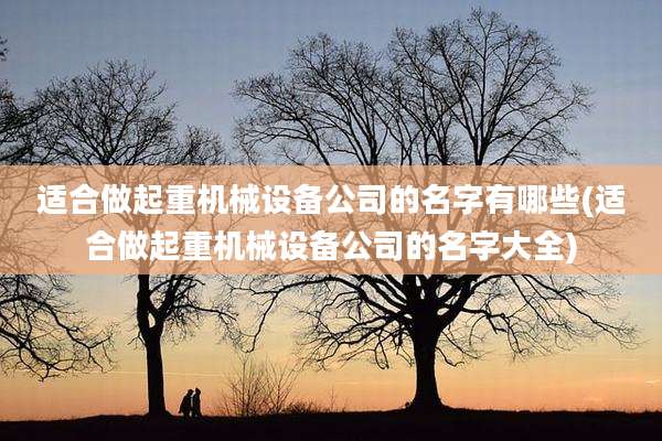 适合做起重机械设备公司的名字有哪些(适合做起重机械设备公司的名字大全)
