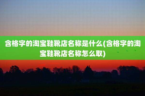 含格字的淘宝鞋靴店名称是什么(含格字的淘宝鞋靴店名称怎么取)