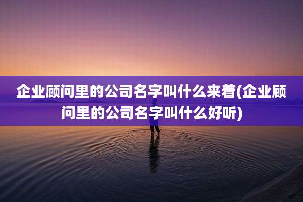 企业顾问里的公司名字叫什么来着(企业顾问里的公司名字叫什么好听)
