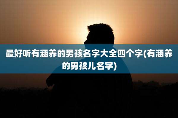 最好听有涵养的男孩名字大全四个字(有涵养的男孩儿名字)