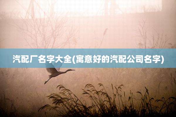 汽配厂名字大全(寓意好的汽配公司名字)