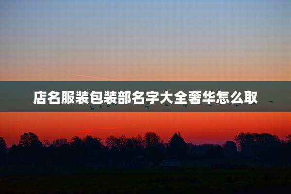 店名服装包装部名字大全奢华怎么取