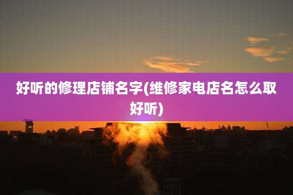 好听的修理店铺名字(维修家电店名怎么取好听)