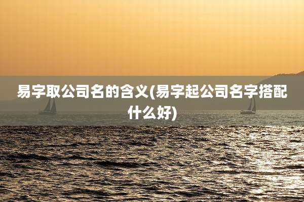 易字取公司名的含义(易字起公司名字搭配什么好)