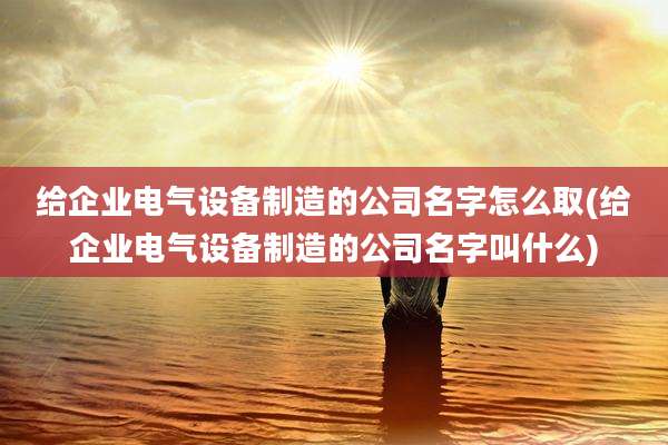 给企业电气设备制造的公司名字怎么取(给企业电气设备制造的公司名字叫什么)