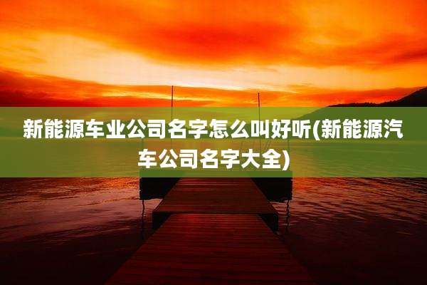 新能源车业公司名字怎么叫好听(新能源汽车公司名字大全)