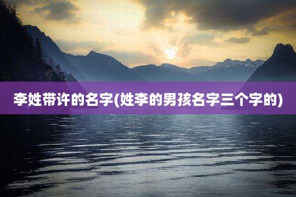 李姓带许的名字(姓李的男孩名字三个字的)