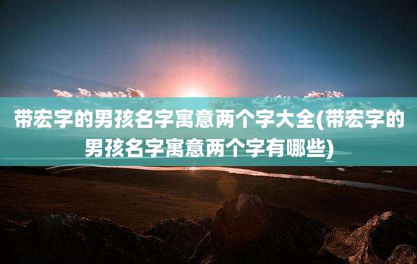 带宏字的男孩名字寓意两个字大全(带宏字的男孩名字寓意两个字有哪些)