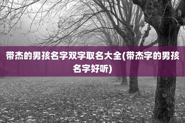 带杰的男孩名字双字取名大全(带杰字的男孩名字好听)