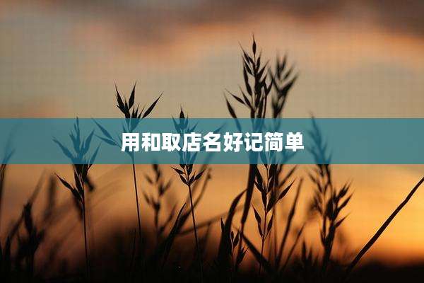 用和取店名好记简单