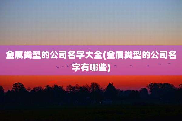 金属类型的公司名字大全(金属类型的公司名字有哪些)