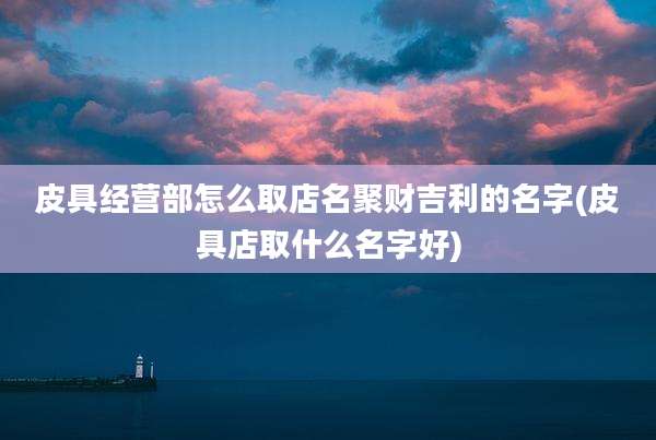 皮具经营部怎么取店名聚财吉利的名字(皮具店取什么名字好)