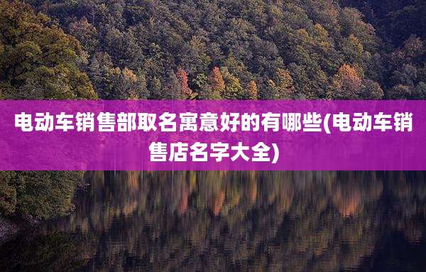 电动车销售部取名寓意好的有哪些(电动车销售店名字大全)