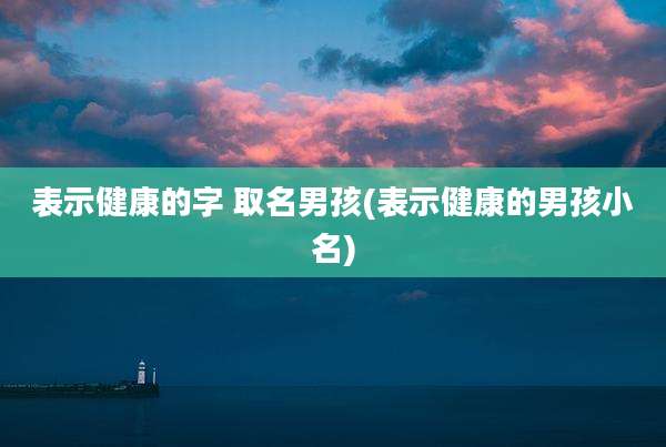 表示健康的字 取名男孩(表示健康的男孩小名)